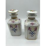 A Pair of hand painted Meissen style decanters