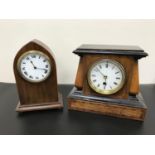 2 Edwardian mantle clocks, Buren clock movement in a running condition with ivory plaque etched with