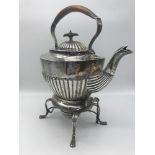 A London silver spirit kettle complete with burner, makers Charles Stuart Harris, dated 1895