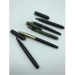 A lot of five various fountain pens, with 14ct gold nibs