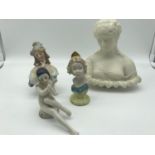 A Lot of ceramic lady Studies. Includes mid 19th century Parian bust of "Clytie". Small Austrian