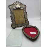 2 Large ornate Birmingham silver photo frames. (need attention)