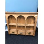 Farmhouse pine shelved wall unit 91 x 102 x 18.5cm