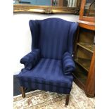 An Antique Whytock & Reid Edinburgh high back gull wing arm chair. Fully reupholstered with arm