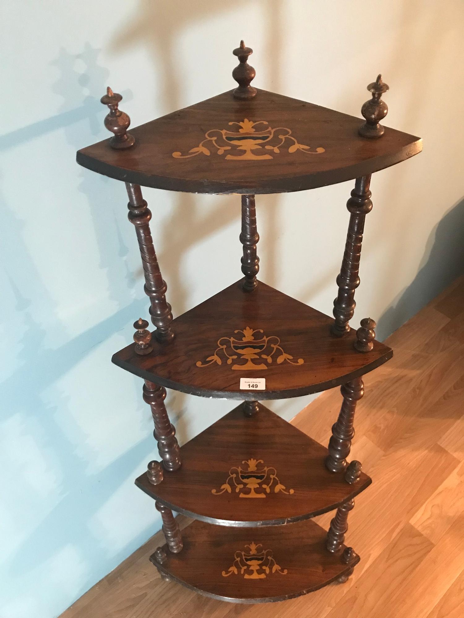 An Edwardian inlaid 4 tier what not. Stands 135cm in height - Image 2 of 2