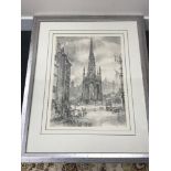 A Large Edinburgh Scott Monument print. After Maskell 1969. Fitted in a modern silver wood frame.