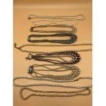 A Lot of 9 various sets of pearl necklaces, two have a 9ct gold clasp & 925 silver clasp.