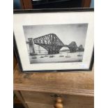 Limited edition print titled "The Forth Rail Bridge" by George Telfer. signed by the artist and