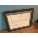 Large Framed architects drawing of Forth Road Bridge cross section. Fitted within a gilt frame.