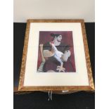 Limited edition Alberto Morrocco R.S.A (1917-1998) 29 of 500 print. A Women holding a chicken.