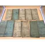 A Lot of 10 vintage 1950s & 60s Motorcycle registration booklets. Includes one for a Royal Enfield