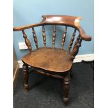 A Victorian spindle back smokers chair