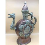 A Large Tibetan temple dragon design kettle.