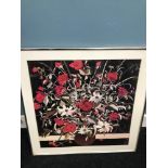 A Large vintage print after Georg Rauch, Floral still life. C1980. measures 66.5x66.5cm