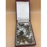 Vintage Cartier jewel box filled with various collectable odds which includes St Christopher car