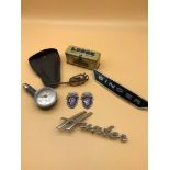 A Lot of car collectables which includes Sealed Lodge Morris engine plug, Motometer tyre gauge and