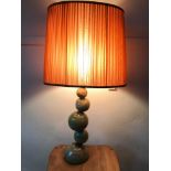 A Rare retro onyx abstract ball table lamp. Working. 76cm in height inc shade.