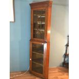 A Large Victorian floor standing solid oak corner cabinet. Styled with mustard and bead edging