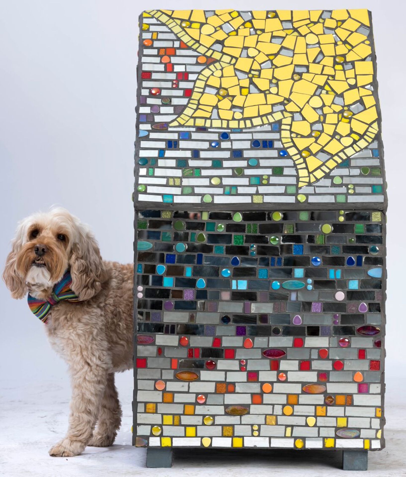 Sue Penrose Mosaics - Rainbow Disco Dog Kennel - Image 2 of 3