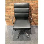 2 x Eames Style Leather High Back Soft Pad Office Chair - Black