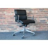 Milani Clip D Executive Chair in Black with Chrome Frame & Arms in Chromed Aluminium