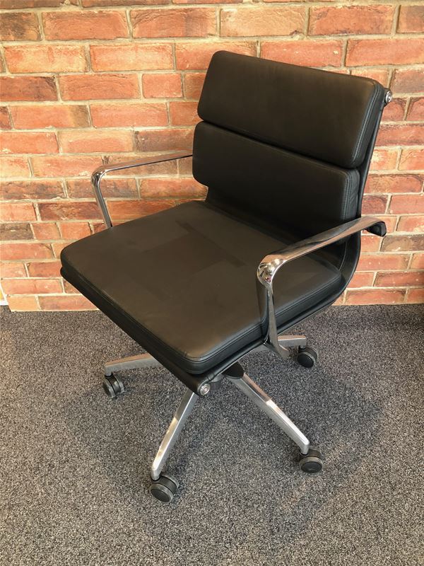 Eames Style Leather Low Back Soft Pad Office Chair - Image 2 of 4