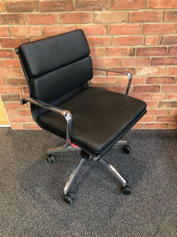 Eames Style Leather Low Back Soft Pad Office Chair - Image 3 of 4