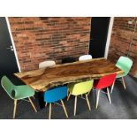 Unique Rare African Waney Edge Dining Table and 8 x Ooland Style Dinning Chairs