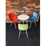 White Siam 60cm Diameter Dining Table with 3 x Eames Style Dining Chairs