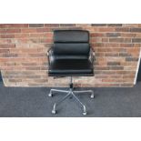 Charles Eames EA 217 by ICF VITRA Black Leather Soft Pad Office Swivel Chair