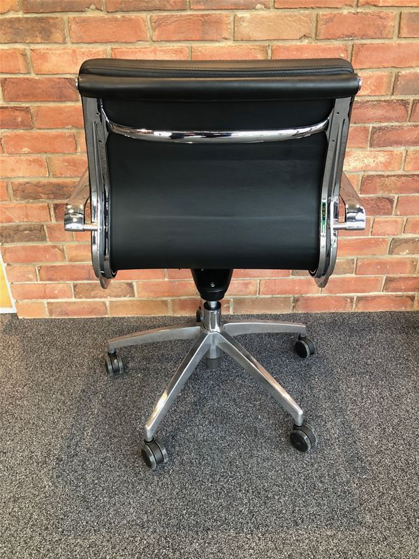 Eames Style Leather Low Back Soft Pad Office Chair - Image 4 of 4