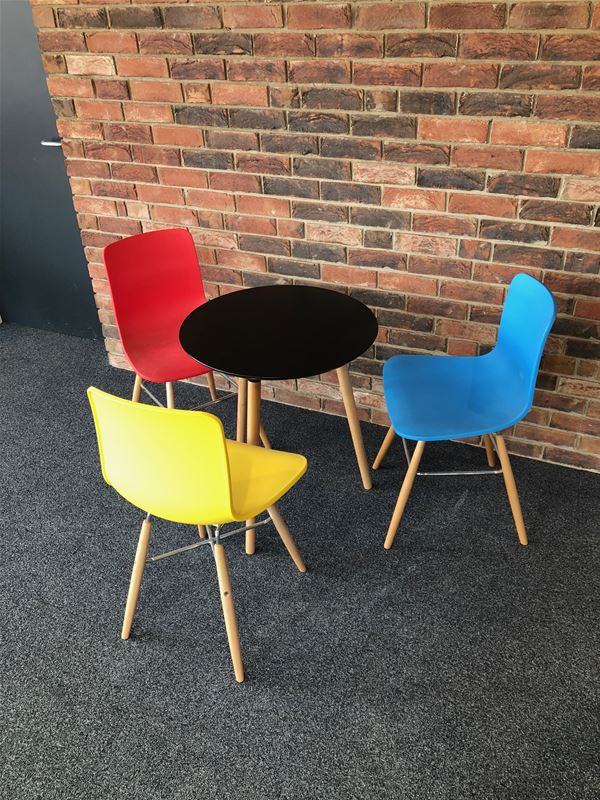 Black Siam 60cm Diameter Dining Table with 3 x Eames Style Dining Chairs - Image 2 of 3