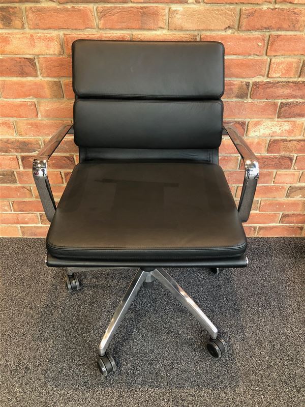 Eames Style Leather Low Back Soft Pad Office Chair