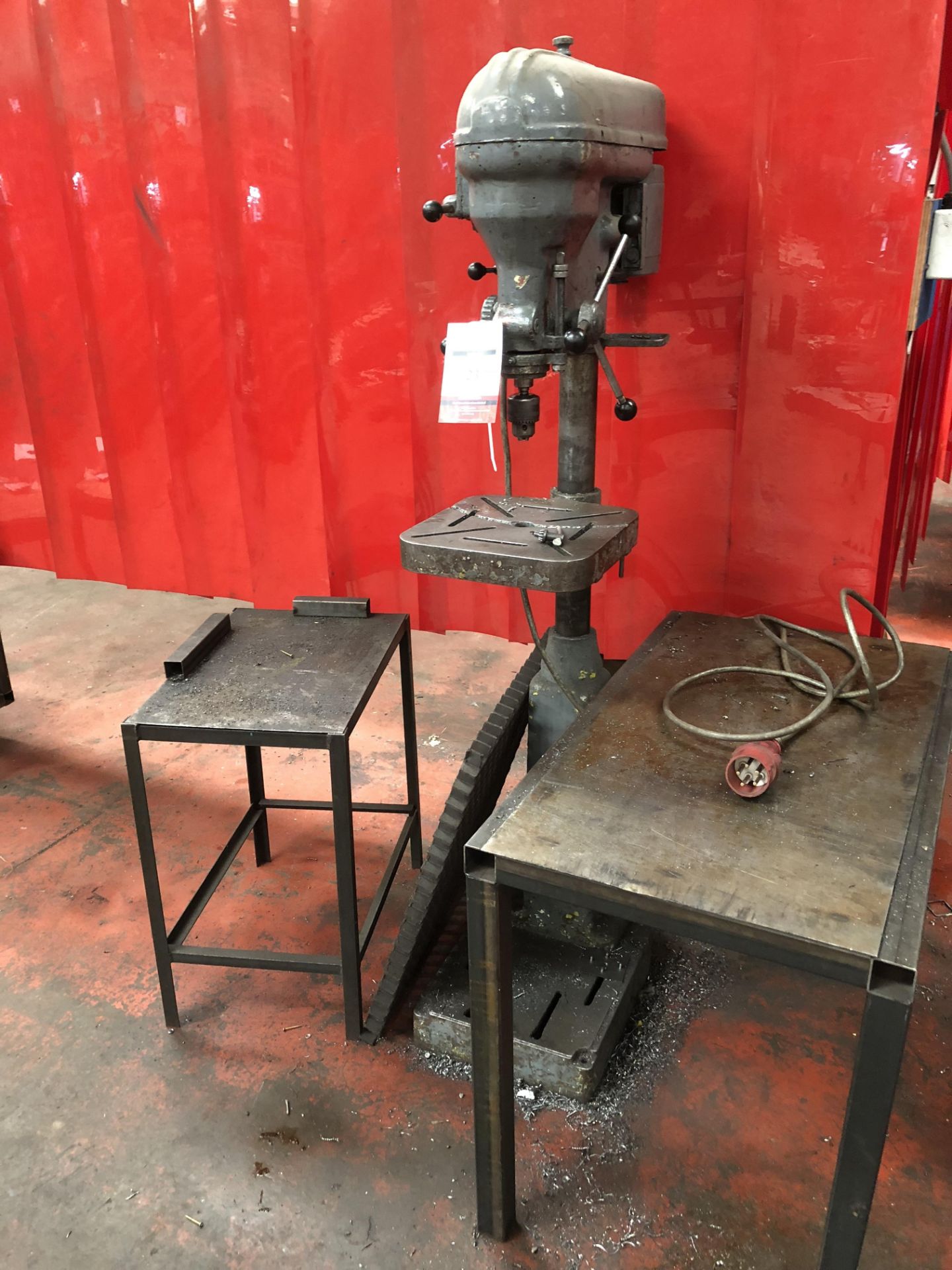 Pillar Drill with rise and fall table , floor plate and 2 metal tables