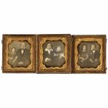 3 Daguerreotypien, um 1845-50 1) Anonym. Achtelplatte, vermutlich Geschwisterpaar, Gesichter leicht,