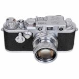 Leica IIIf mit Summicron 2/5 cm, 1954 Leitz, Wetzlar. Nr. 699379, Chrom, rote Kontaktzahlen, mit