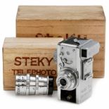 Steky IIIA mit 2 Objektiven, 1954 Riken Optical Industry, Japan. Format 10 x 14 mm auf 16mm-Film,