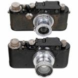 Leica II (D) und Leica III (F) Leitz, Wetzlar. 1) Leica II (D), Nr. 100224, 1932. Schwarz,