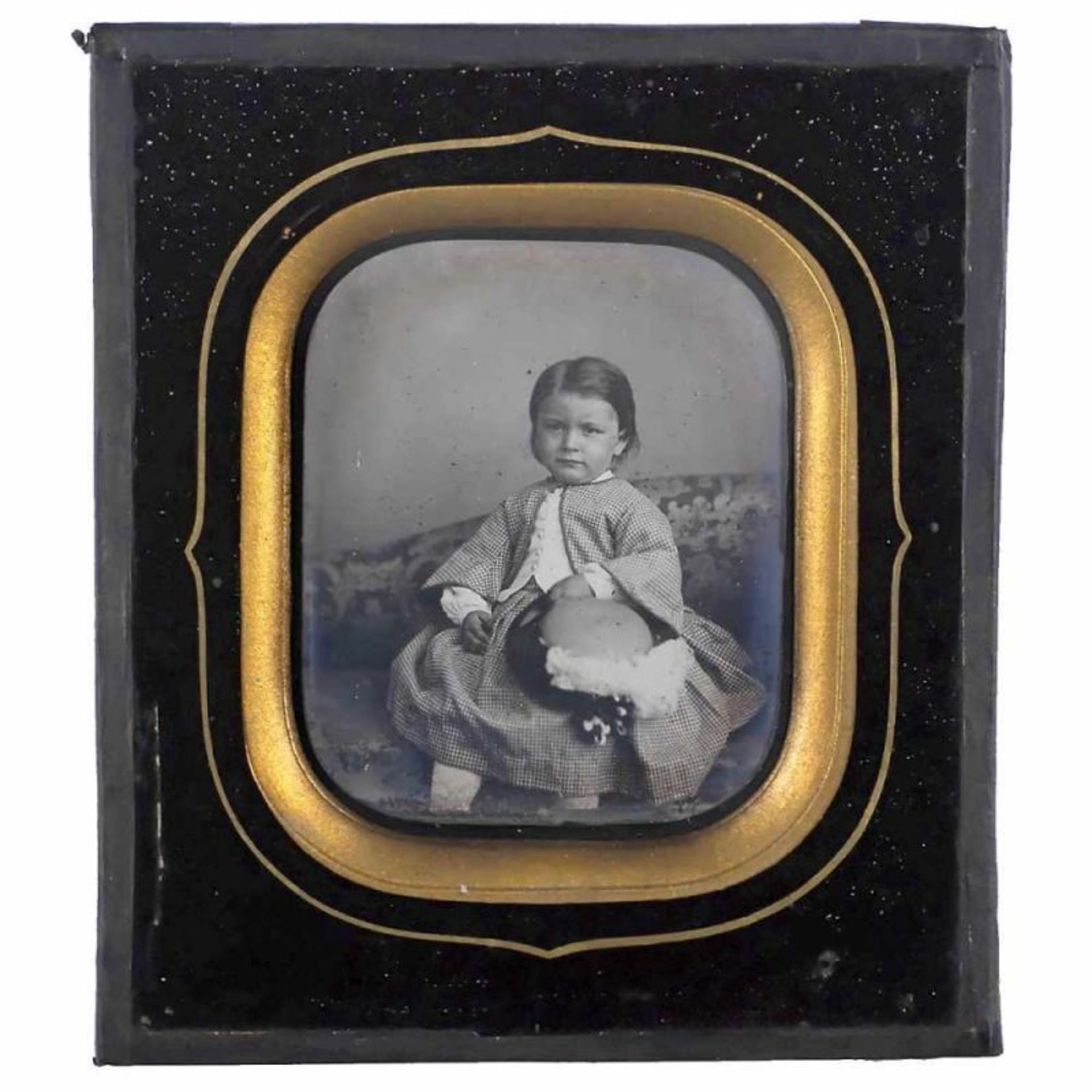 Daguerreotypie "Kinderportrait", um 1846 "Witz et Cie, Place des Carmes, 46, Rouen". Sechstelplatte,