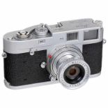 Leica M1 mit Elmar 2,8/50 mm, 1961 Leitz, Wetzlar. Nr. 1028154, Version mit Rückspulhebel, kleine