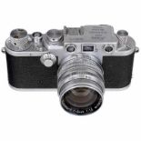 Leica IIIf mit Summarit 1,5/5 cm, 1951 Leitz, Wetzlar. Nr. 581124, Chrom, schwarze Kontaktzahlen,