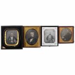 4 Daguerreotypien mit Herrenportraits, um 1845 Anonym. Vermutlich deutscher, französischer und