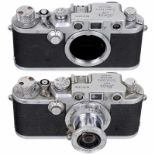 Leica IIIc und Leica IIIf Leitz, Wetzlar. 1) Leica IIIc, Nr. 515077, 1950. Sauberer optischer