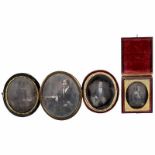 4 Daguerreotypien (verschiedene Formate), 1845-55 Anonym. 2 Daguerreotypien in ovalen Etuis,