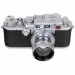 Leica IIIf mit Summitar 2/5 cm, 1951 Leitz, Wetzlar. Nr. 592797, Chrom, schwarze Kontaktzahlen,