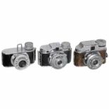 3 Miniaturkameras: "Mycro IIIA", Toyoka" und "Vesta" 1) Sanwa Shokai Ltd., Japan. Mycro IIIA, um
