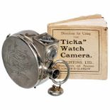 "Ticka" Watch Pocket Camera, 1905 Houghton's Ltd., London. Für 25 Aufnahmen im Format 16 x 22 mm auf