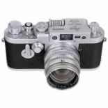 Leica IIIg mit Summarit 1,5/5 cm, 1957 Leitz, Wetzlar. Nr. 905757, Vulkanit unterhalb des Suchers