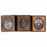3 Daguerreotypes, c. 1850 Presumably all from England. 1/8 plate, 1 case complete, 1 case with loose