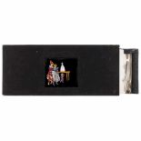 Early French Single Rackwork Slide, c. 1850 Wood frame, black-stained, size of the frame 4 ½ x 10